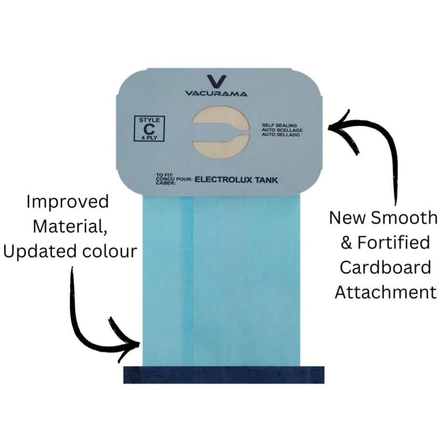 Premium Multi-Layered Electrolux Vacuum Bags Style C - Compatible Replacement Micro-Filtration Dust Bags for Electrolux and Aerus Canister Tank Vacuums - Type C - 12 Pack