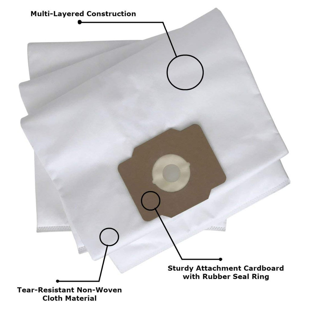 Premium Central Vacuum Bags - Compatible For Beam, Electrolux, Eureka, Kenmore, Husky, Mastercraft, White Westinghouse, Nutone Broan, Nilfisk, & Other Brands, Tear-Resistant Cloth Bags - 3Pk