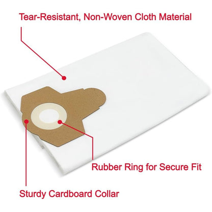 Premium Cloth Bags for Kubota 4 to 12 Gallon Wet/Dry Shop Vacuum Systems (15-45.5 L), BigVac 55001. Also fits Toolmaster, Fixman, etc. Tear-Resistant, Non-Woven Cloth Material - 3-Pack