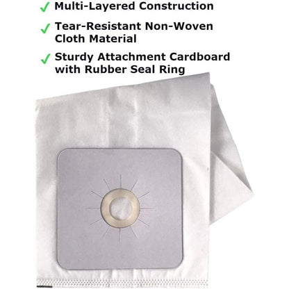 Premium Central Vacuum Bags - Compatible for NuTone 391, Beam, Cana-Vac, Electrolux, Kenmore 50601, Allerex, Titan, Broan, Eureka, Hoover, Nilfisk and Other. Multi-Layered HEPA Cloth - 3-Pack