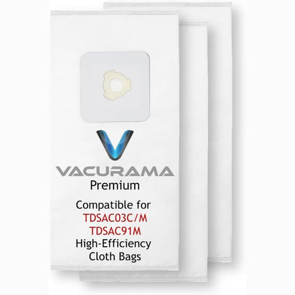 Premium Central Vacuum Bags Compatible for CycloVac TDSAC03C, TDSAC91C, MVac TDSAC03M, TDSAC91M, The Solution 600, 700 Central Vacs - High Efficiency, Tear-Resistant, 3-Notch Opening (3 Bags)