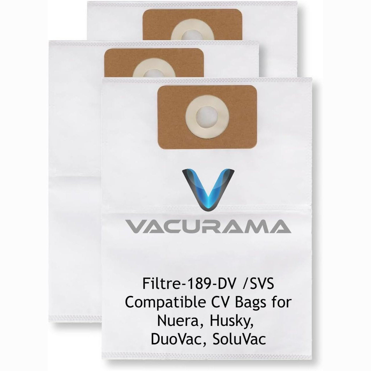 Premium Central Vacuum Bags - Replacement for Nuera Filtre 189, Husky Filtre 189, DuoVac Filtre 189, SoluVac Filtre-189 SVS, And Other CV Systems (3 Bags)