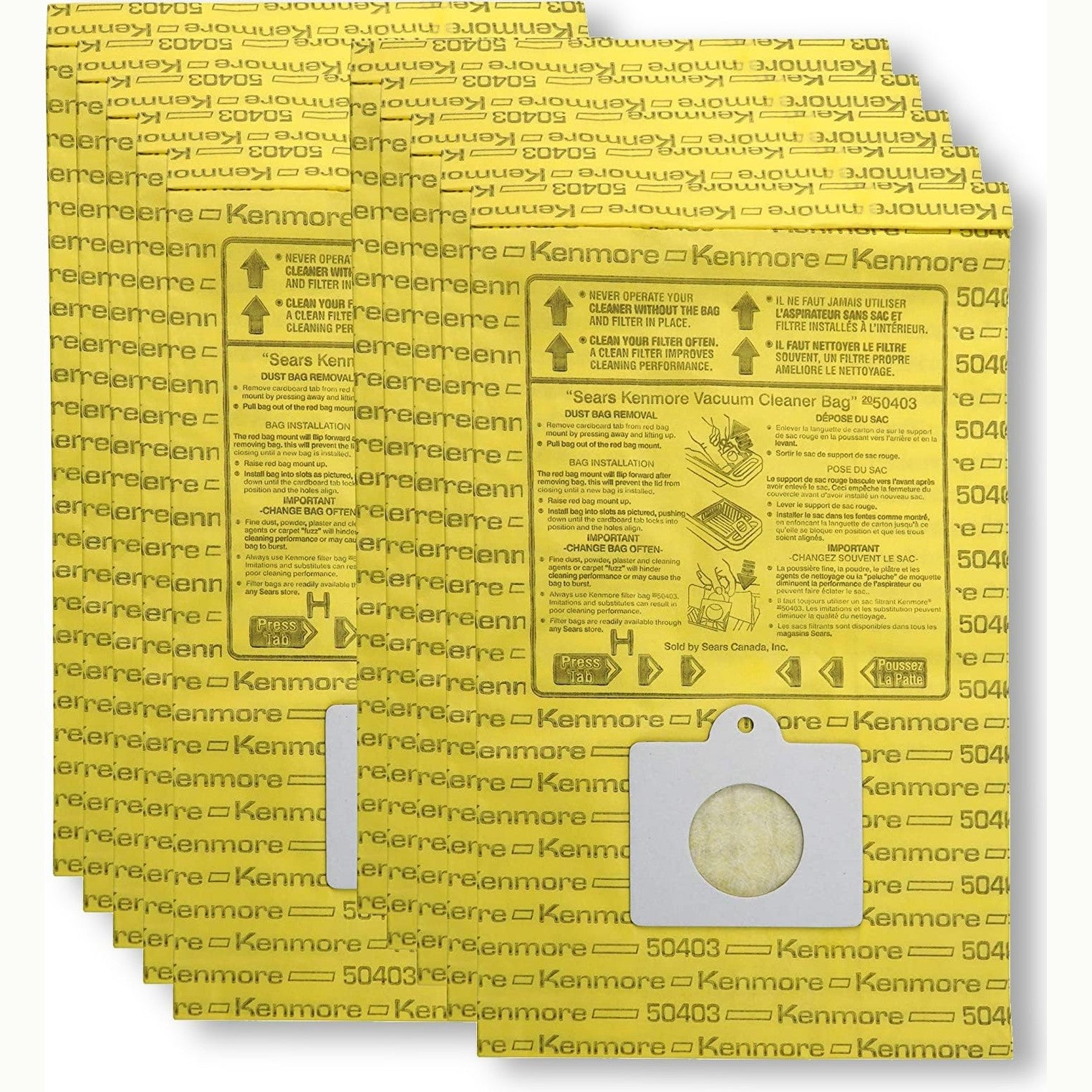 Vacuum Bags Compatible for Kenmore 20-50403 - Quality Replacement for Sears 50403 OEM Canister Bags (20 Bags)